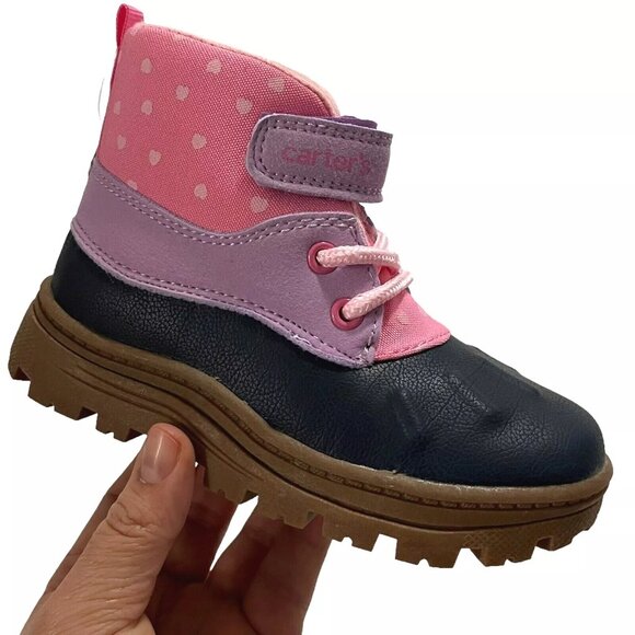 Carter's Toddler Girls Duck Boot Size 10 Pink/Navy Slip-on Stylish & Comfy Shoes - Picture 1 of 13